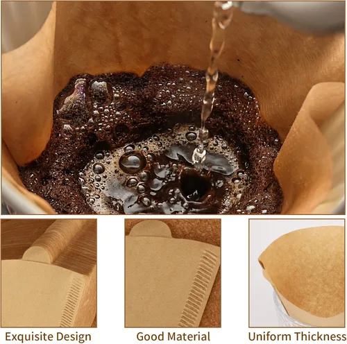 Vista 3 de Filtros de café #2, 240 filtros de café desechables naturales sin blanquear, 2 papel de cono de filtro para cafeteras