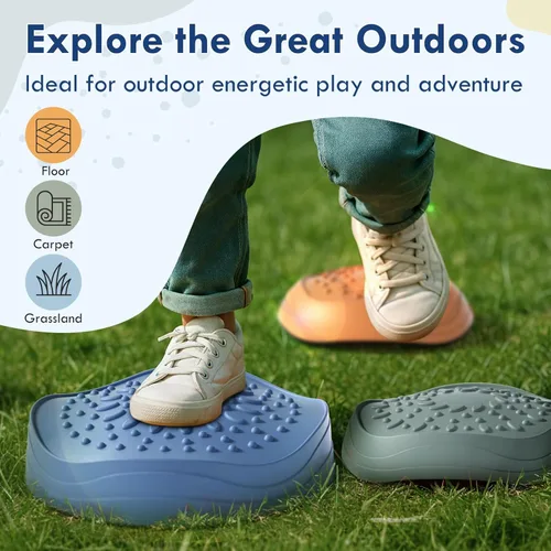 Vista 4 de Lehoo Castle Stepping Stones for Kids, Non-Slip Toddler Stepping Stones, Indoor & Outdoor Sensory Toys for Toddlers 1-3, Balance Board Obstacle