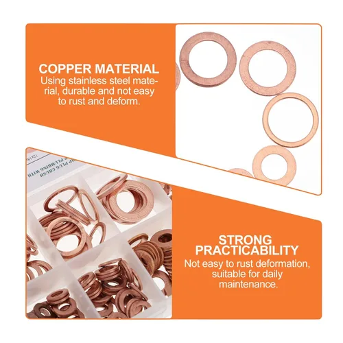 Vista 7 de FOMIYES 200pcs Copper Sealing Washer Kit Flat Copper Washers Gasket Assortment for Automotive and Industrial Sealing Applications