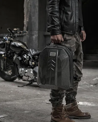 Vista 8 de Grapelet Mochila para motocicleta con carcasa rígida de ABS impermeable, bolsas de equipaje, bolsas para casco con almacenamiento ampliable, 24L-35L