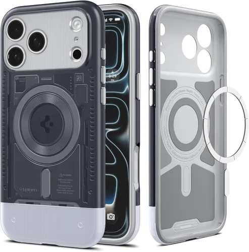 Vista 14 de Spigen Funda clásica C1 MagFit diseñada para iPhone 15 Pro (2023) [protección de grado militar] compatible con MagSafe - Rubí