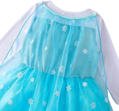 Vista 5 de Aoiviss Disfraz de princesa Elsa para niñas vestido de Frozen para Halloween cumpleaños cosplay