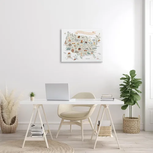 Vista 2 de Stupell Industries Lienzo decorativo para pared, diseño de mapa de referencia ilustrado de Estados Unidos, diseño de Laura Marshall, 30 x 24