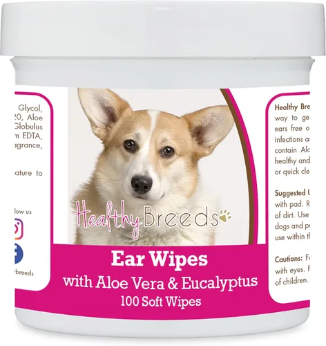 Vista 170 de Healthy Breeds Shih Tzu Toallitas de limpieza de oídos con aloe y eucalipto para perros, 100