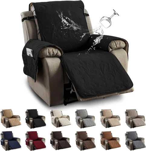 Vista 17 de Funda reclinable 100% impermeable para sofá biplaza, 4 piezas divididas para sofá reclinable de 2 asientos, funda de sofá reclinable antideslizante