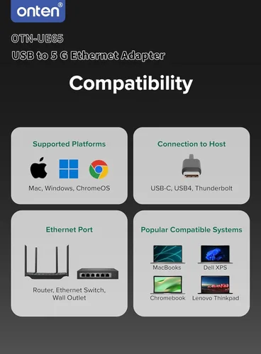 Vista 2 de Adaptador USB-C a Ethernet: 5 Gbps de alta velocidad, USB-A a RJ45 5000 Mbps Adaptador de red LAN Ethernet Thunderbolt 4/3 compatible con iPhone 15