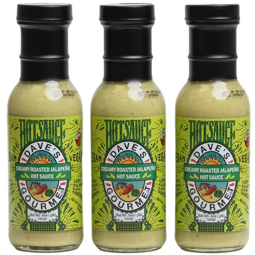 Dave's Gourmet Salsa picante cremosa de jalapeño asado, salsa de jalapeño moderadamente picante y cremosa, salsa picante verde para tacos, salsas y