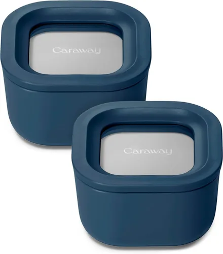 Vista 61 de Caraway Set de 2 piezas de recipientes de vidrio para almacenamiento de alimentos - (2) recipientes de vidrio de 1.75 tazas - Vidrio recubierto