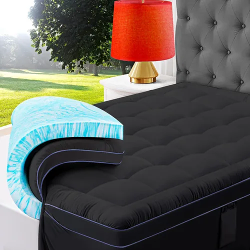 Vista 13 de ABENE Cubrecolchón de espuma viscoelástica de 3 pulgadas, doble capa, tamaño individual XL, para dormitorio universitario, con almohadilla de 2