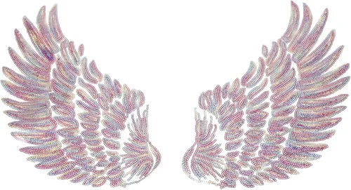 2pcs Embroidered Angel Wing Sewing Patches with Colorful Sequins, Iron-on Garment Applique for DIY Clothing Decor and Costume Craft