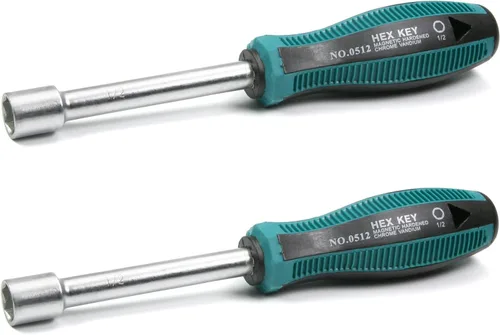 Vista 14 de Utoolmart Destornilladores de tuerca hexagonal de 1/2 pulgada no magnéticos, punta de seis puntos, 2