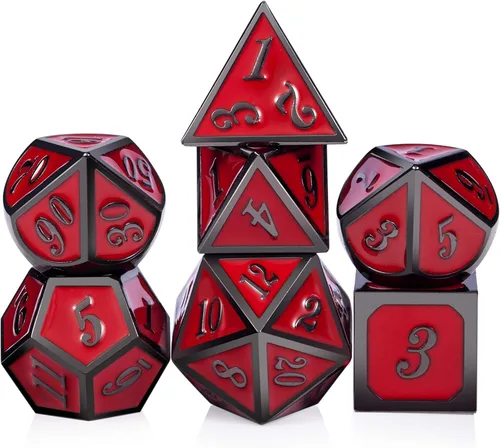 Vista 48 de DNDND - Dados de diseño antiguo, 7 dados de metal de latón con caja de metal para juegos de mesa como Dungeons and Dragons