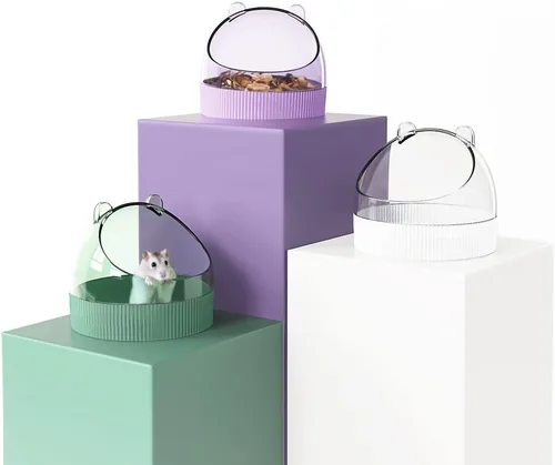 Vista 2 de Lindo cuenco de comida para hámster para erizos para hámsteres enanos, hámsters sirios, jerbos, ratones, ratas, animales pequeños, marrón