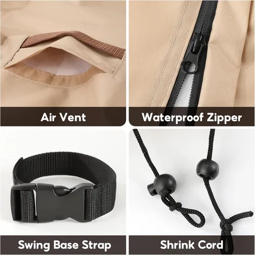 Vista 3 de Fundas para Columpios de Exterior para Columpio de Patio de 2 Asientos, 65" L x 50" P x 66" A, Funda para Columpio de 2 Asientos Impermeable, Funda