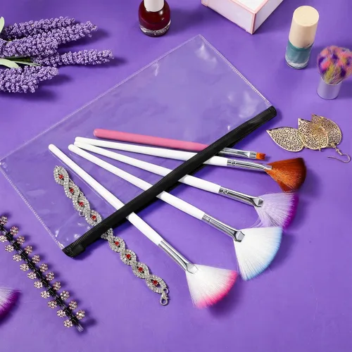 Vista 6 de Marspark 100 sobres de plástico de polietileno, pequeños sobres transparentes con cremallera, bolsas para lápices A6 a granel para dinero en Negro