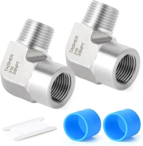 Vista 35 de TAISHER 2 Uds 304 acero inoxidable 90 grados Barstock Street codo, 1/2 pulgada NPT hembra tubo a 1/2 pulgada NPT hembra 304 montaje de tubería