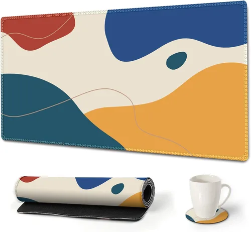 Vista 14 de AIMSA Alfombrilla de mouse grande para juegos extendida con borde cosido, alfombrilla de mouse para teclado y mouse con base de goma antideslizante