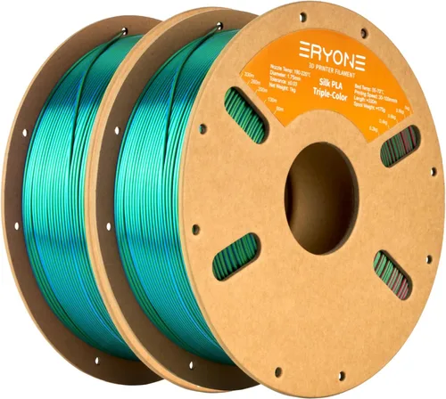 Vista 64 de ERYONE Filamento de ácido poliláctico (PLA) de seda bicolor para impresora 3D, de 1.75 mm +/- 0.03 mm, carrete de cartón de 1 kg (2.2 libras), negro