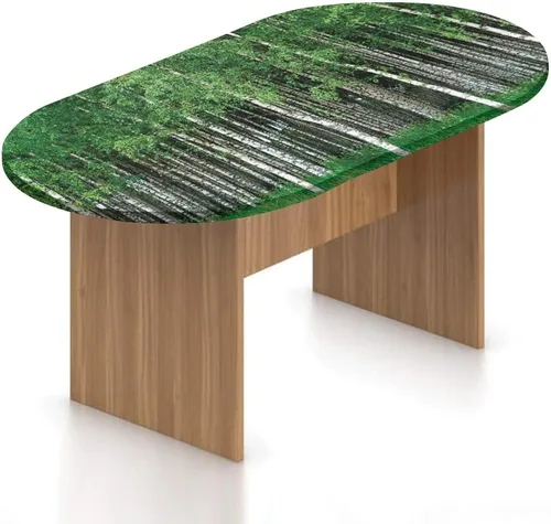 Vista 8 de Mantel ovalado ajustable para mesa de patio, mantel de poliéster elástico para casa de campo, patchwork de diferentes tamaños, tela de mezclilla