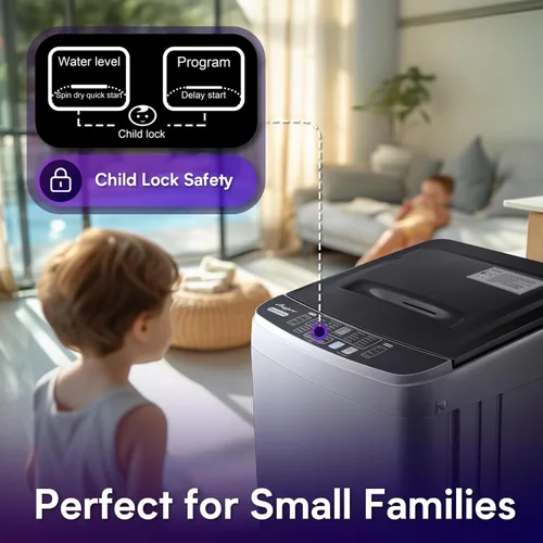 Vista 6 de Anypro - Lavadora portátil de 17.8LBS, lavadora y secadora automática compacta con 10 programas y 8 niveles de agua, lavadora de lavandería compacta