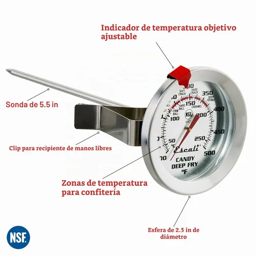 Vista 3 de Escali DHC1 Termómetro Digital para Freír Profundo y Termómetro de Caramelo con Clip para Olla y Medidor de Temperatura de Aceite para Freír