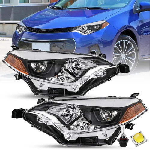 Vista 11 de SOCKIR Montaje de faros delanteros Compatible con 2014 2015 2016 Toyota Corolla Base/CE/C/LE Eco/LE/L/S Plus/S/Sedan de 4 puertas Proyector LED Faro