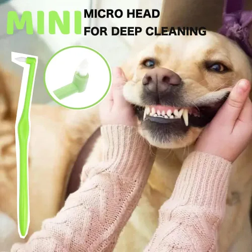 Vista 3 de Paquete de 8 cepillos de dientes pequeños para perros y gatos, cepillo de dientes para mascotas de 360º/mini cabeza/doble cabeza/10000 cerdas