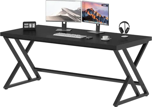 Vista 10 de LVB Escritorio moderno negro de la oficina del metal y de madera