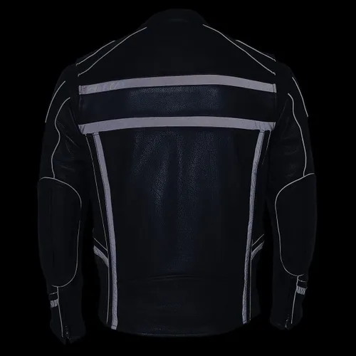 Vista 8 de Milwaukee Leather ML2083 - Chaqueta de cuero reflectante con ventilación para hombre