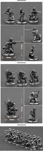 Vista 2 de Modelo Samurai de aleación, juguete antiguo modelo de mini guerrero, juegos de mesa de estilo japonés y decoración de ajedrez manual militar, muñeca