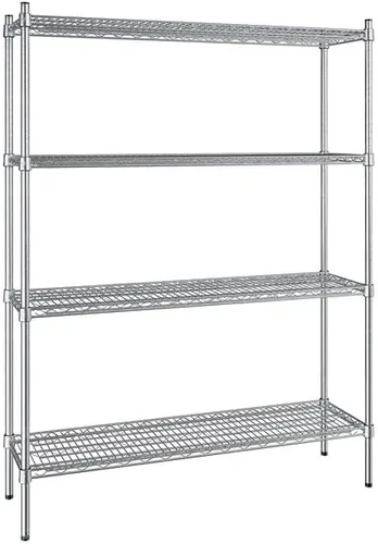 Vista 144 de Kit de 4 estantes de epoxi verde NSF de 21 x 72 pulgadas con postes de 86 pulgadas, estantería de almacenamiento resistente, kit de estantería
