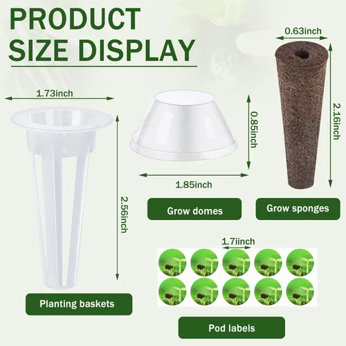 Vista 6 de DECYOOL Cápsulas de semillas de jardín, kit de 48 cápsulas hidropónicas: kit de cultivo de cualquier cosa con 12 cestas de cultivo, 12 esponjas
