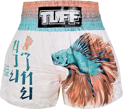 Vista 15 de Wild Thorns Muay Thai Shorts en Negro por TUFF Sport Tuf-ms651-blu