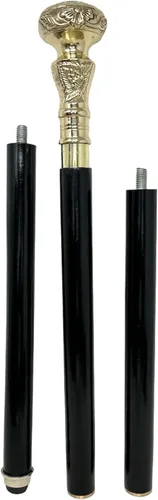 Vista 5 de Bastón de madera antiguo vintage con mango de latón plateado, perilla de regalo para hombres y mujeres, accesorio victoriano elegante