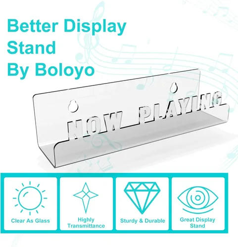 Vista 5 de Boloyo Wall Mount Now Playing - Soporte para discos de vinilo, estante de almacenamiento de discos de vinilo acrílico, soporte de exhibición