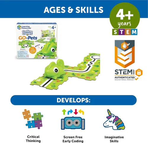 Vista 5 de Learning Resources Coding Critters Go Pets Dart the Chameleon - 14 piezas, a partir de 4 años, juguete sin pantalla para niños, STEM interactivo