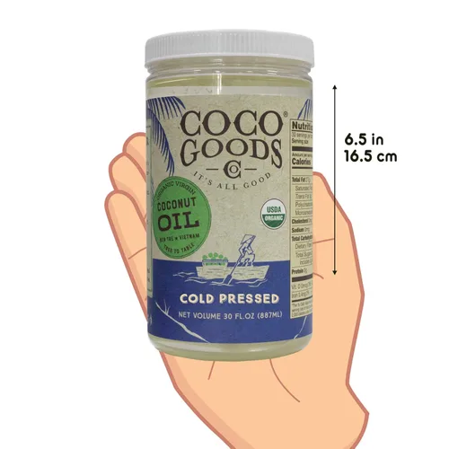 Vista 7 de CocoGoodsCo Aceite de coco virgen orgánico de origen único, prensado en frío, sin gluten, sin OMG, sin colesterol (30 onzas líquidas)