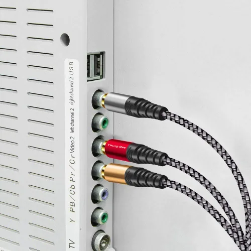 Vista 4 de Cable RCA de audio y video de 15 pies, Yeung Qee 3RCA macho a 3RCA macho compuesto AV cable compatible con decodificador, altavoz, amplificador