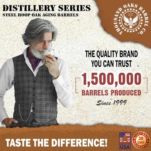 Vista 7 de Barril de envejecimiento de roble de 1 galón (Serie de destilería - aros de acero, sin barnizar) con soporte de madera, boung y espita - Barriles