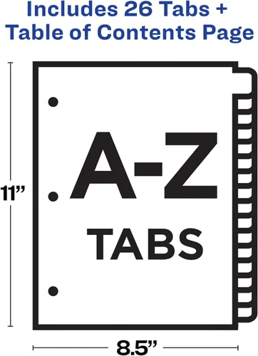 Vista 3 de Avery Índice, divisores de contenido, 26 pestalas (11125)