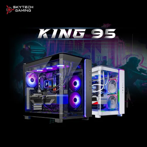 Vista 11 de Computadora PC de escritorio para jugadores Skytech King 95 - Ryzen 7 9700X 3.8 GHz (5.5 GHz Turbo Boost), NVIDIA RTX 5070 12 GB GDDR7, 1 TB Gen4