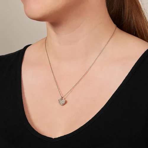 Vista 3 de Fossil collar con dije de acero inoxidable en tono rosa dorado para mujer