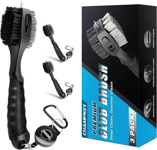 Vista 8 de CHAMPKEY PRO Cepillo retráctil para palo de golf - Cabezal de cepillo sobredimensionado con empuñadura de goma suave y limpiador de ranuras