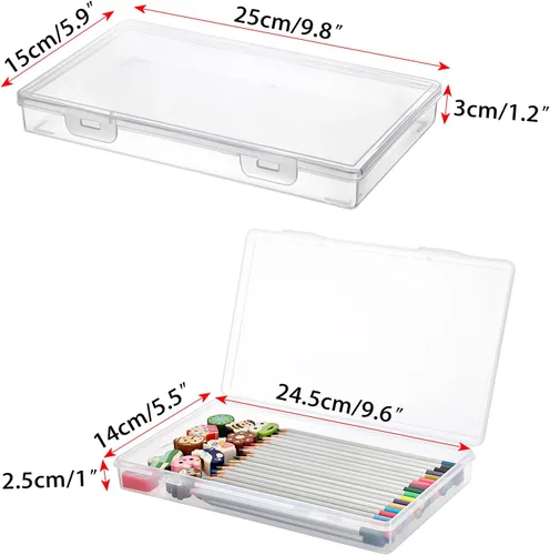 Vista 4 de BTSKY Caja de almacenamiento de plástico transparente con tapa de solapa, organizadores multiusos para manualidades y caja de almacenamiento