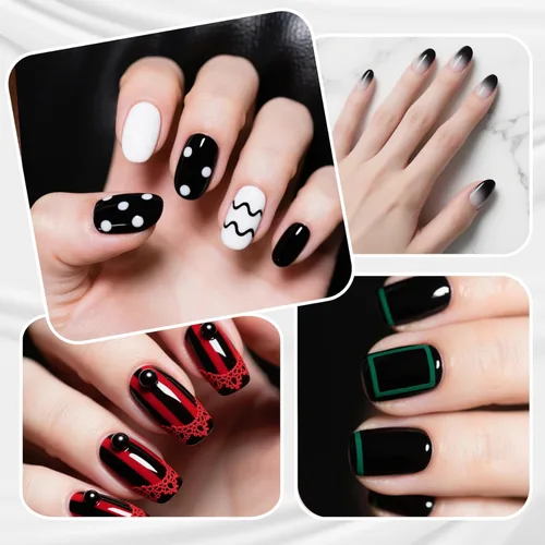 Vista 7 de Esmalte de uñas negro, esmalte de uñas de secado rápido, sin rayas, esmalte de uñas de larga duración para uñas de boda de otoño, manicura acogedora