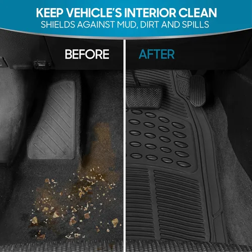 Vista 3 de BDK ProLiner - Alfombrillas para autos, camiones, SUV, 2 piezas, alfombrillas para todo tipo de clima con diseño de ajuste universal, alfombrillas