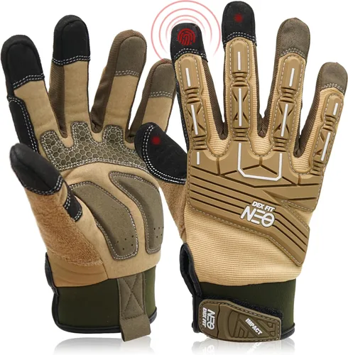 Vista 9 de DEX FIT Guantes de trabajo MG310 Impact, duraderos, agarre de alta resistencia, antivibración, absorción de impactos, ajuste cómodo, compatible