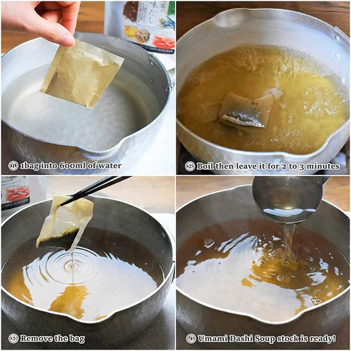 Vista 5 de Chaganju Dashi Stock, paquete Dashi – Caldo de ramen, sopa de miso, Udon, Shabu Shabu y base de sopa de olla caliente – rico sabor a Umami, 8