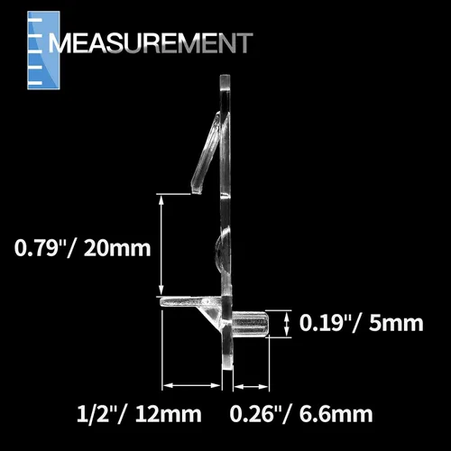 Vista 2 de 4 piezas de pasadores de estante con bloqueo – Clavijas de estante de gabinete de 5 mm, clips de estante de plástico transparente para tableros