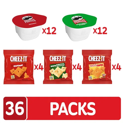 Vista 4 de Cheez-It y Pringles Paquete Variado, Aperitivos para el Almuerzo, Aperitivos para Niños, Paquete Variado (36 Unidades)